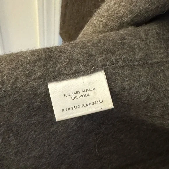 Eileen Fisher Small Alpaca / Wool Coat Jacket Brown Funnel Neck - Picture 10 of 12